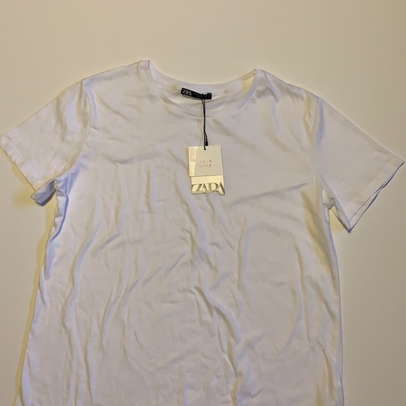 🆕 Zara Plain White T-Shirt - Women’s Size Small - Picture 4 of 7